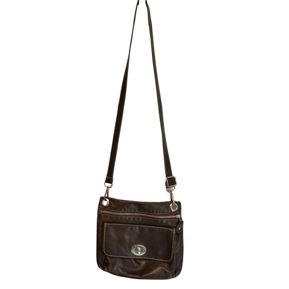 ROOTS Brown Leather Crossbody Bag - Picture 2 of 7